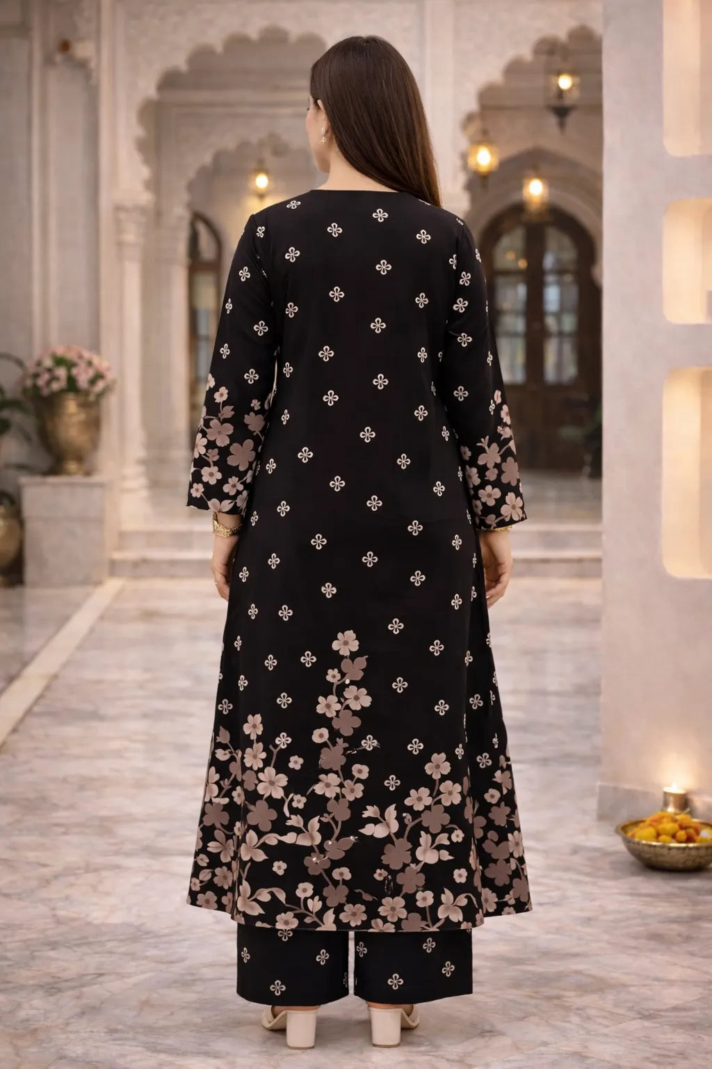 Black Clover Cotton A Line Kurta Palazzo Set