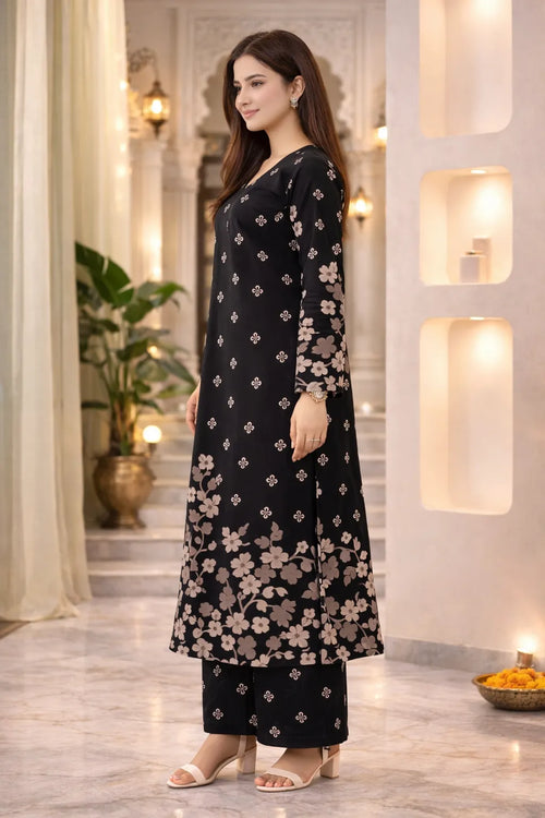 Black Clover Cotton A Line Kurta Palazzo Set
