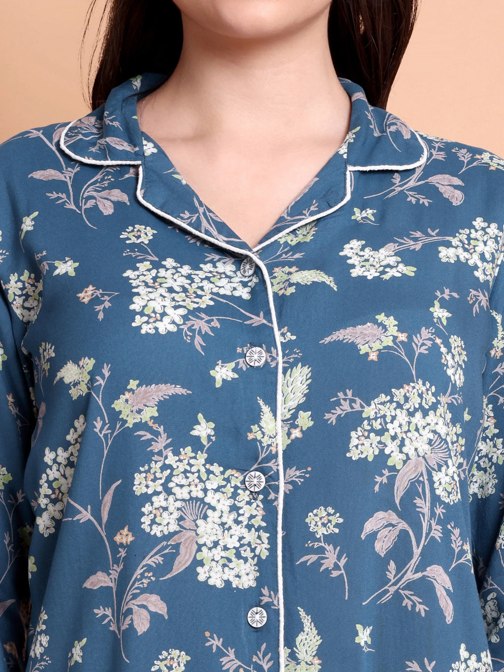Floral Printed Cotton Nightwear Set for Women (Top & Pyjama)