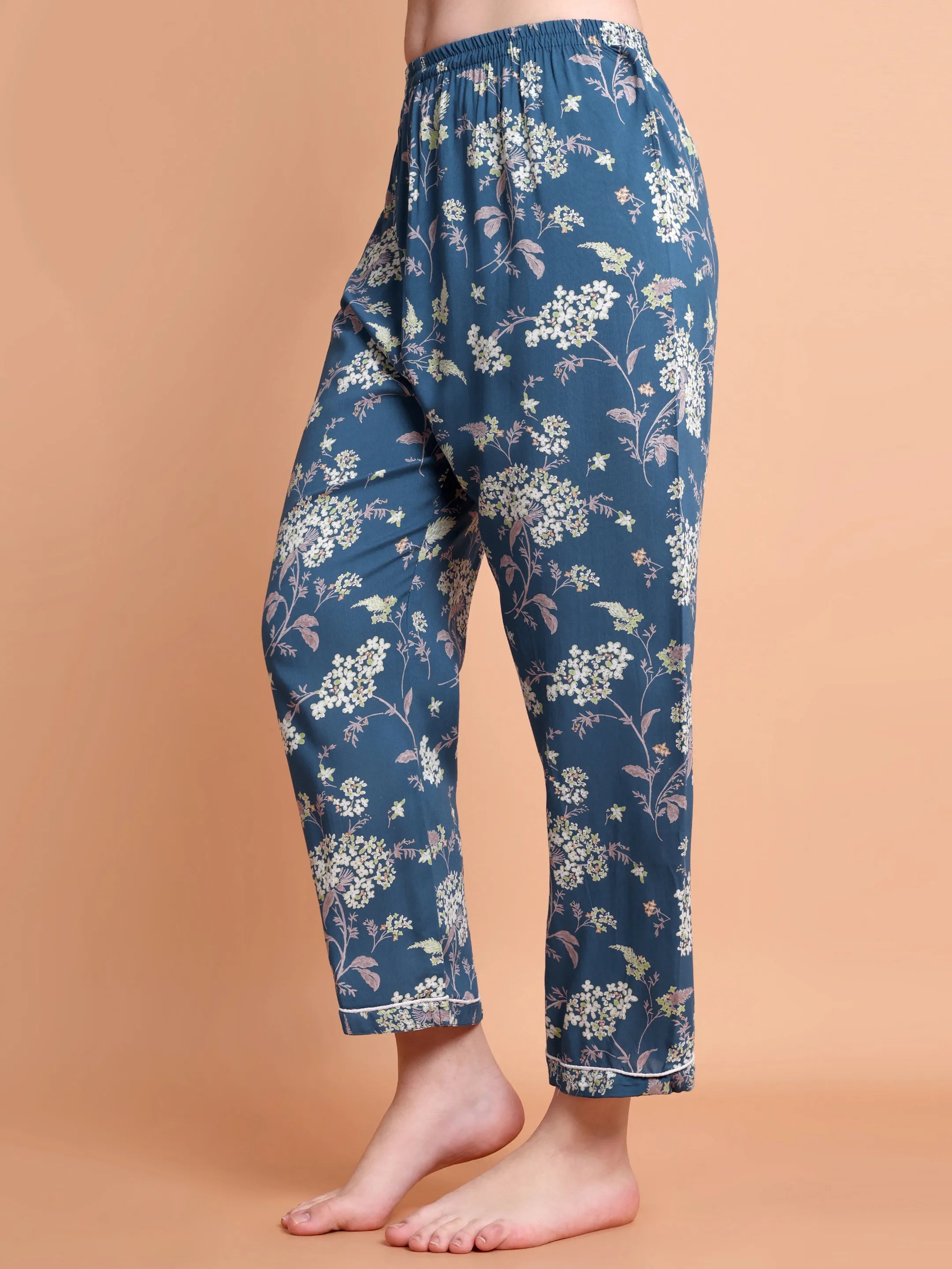Floral Printed Cotton Nightwear Set for Women (Top & Pyjama)
