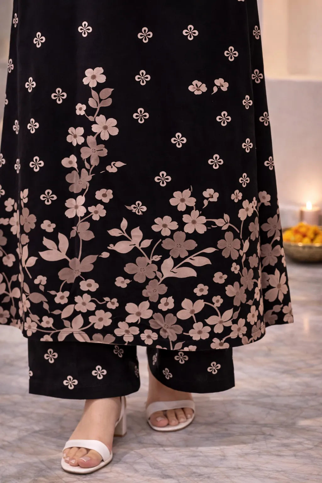 Black Clover Cotton A Line Kurta Palazzo Set