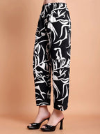 Abstract Printed Shirt Collar Pure Cotton A-Line Kurta with Trousers