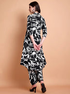 Abstract Printed Shirt Collar Pure Cotton A-Line Kurta with Trousers