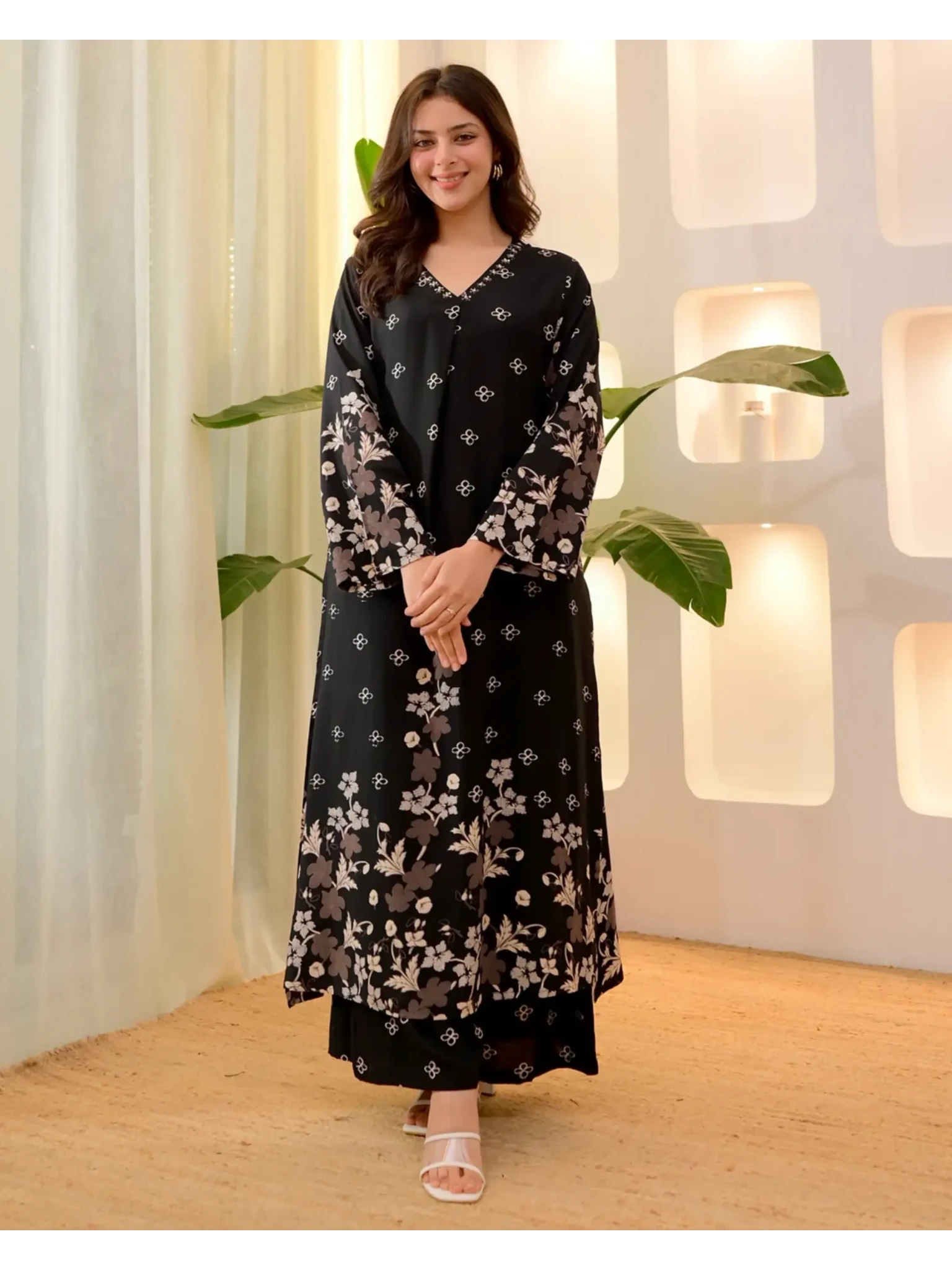Black Clover Cotton A Line Kurta Palazzo Set
