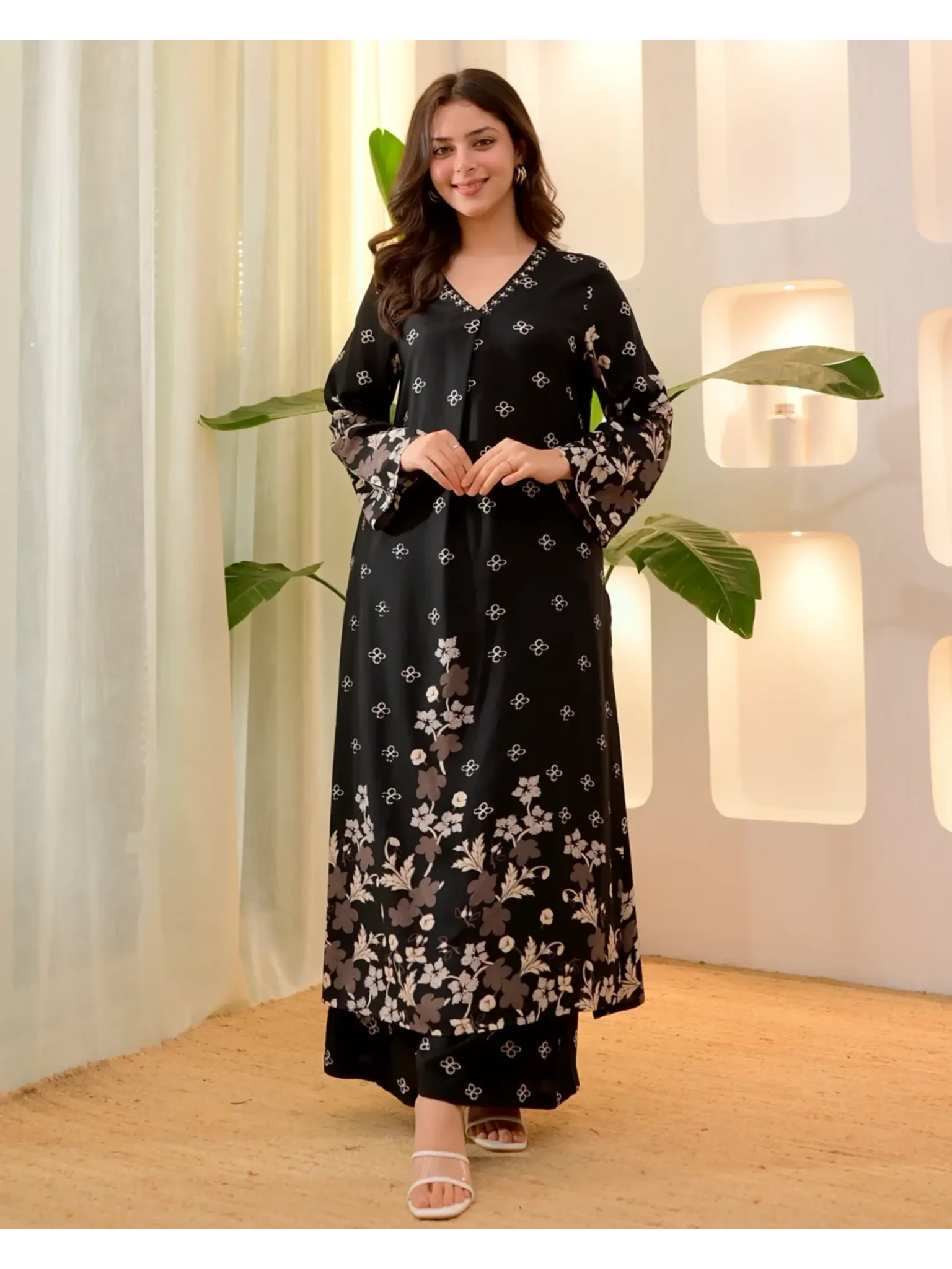 Black Clover Cotton A Line Kurta Palazzo Set