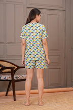 Grey Multicolor Elephant Print Cotton Co-ord Lounge Set