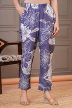 Lavender Grey Bold Floral Print Cotton Co-ord Set