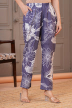 Lavender Grey Bold Floral Print Cotton Co-ord Set