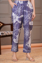 Lavender Grey Bold Floral Print Cotton Co-ord Set