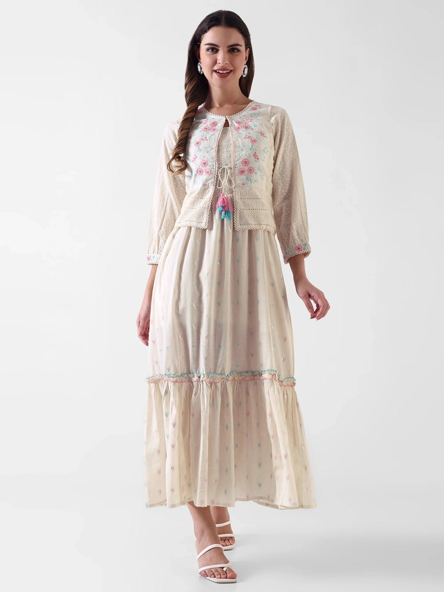 Mid Gown with Jacket – Pure Cotton