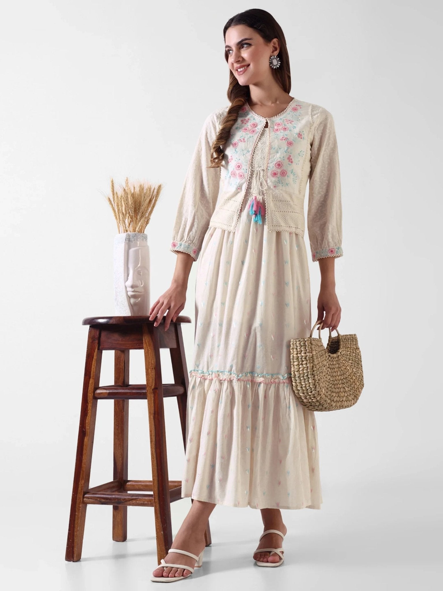 Mid Gown with Jacket – Pure Cotton