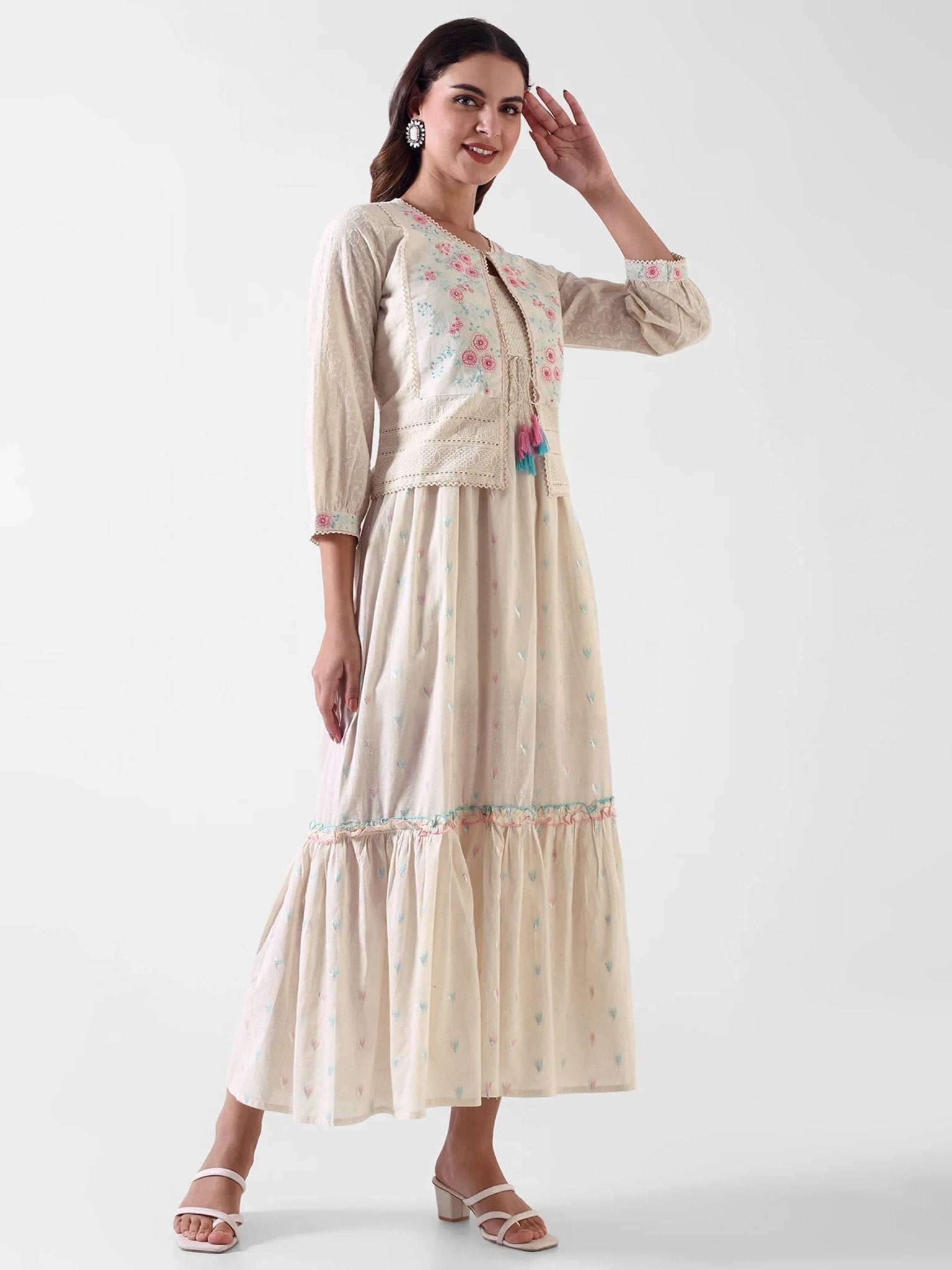 Mid Gown with Jacket – Pure Cotton