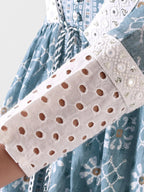 Pure Cotton Blue Mid Gown With Jacket