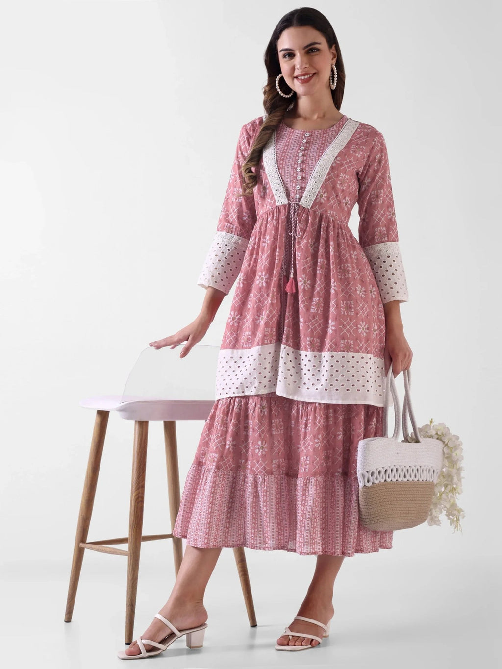 Pure Cotton Mid Gown With Jacket