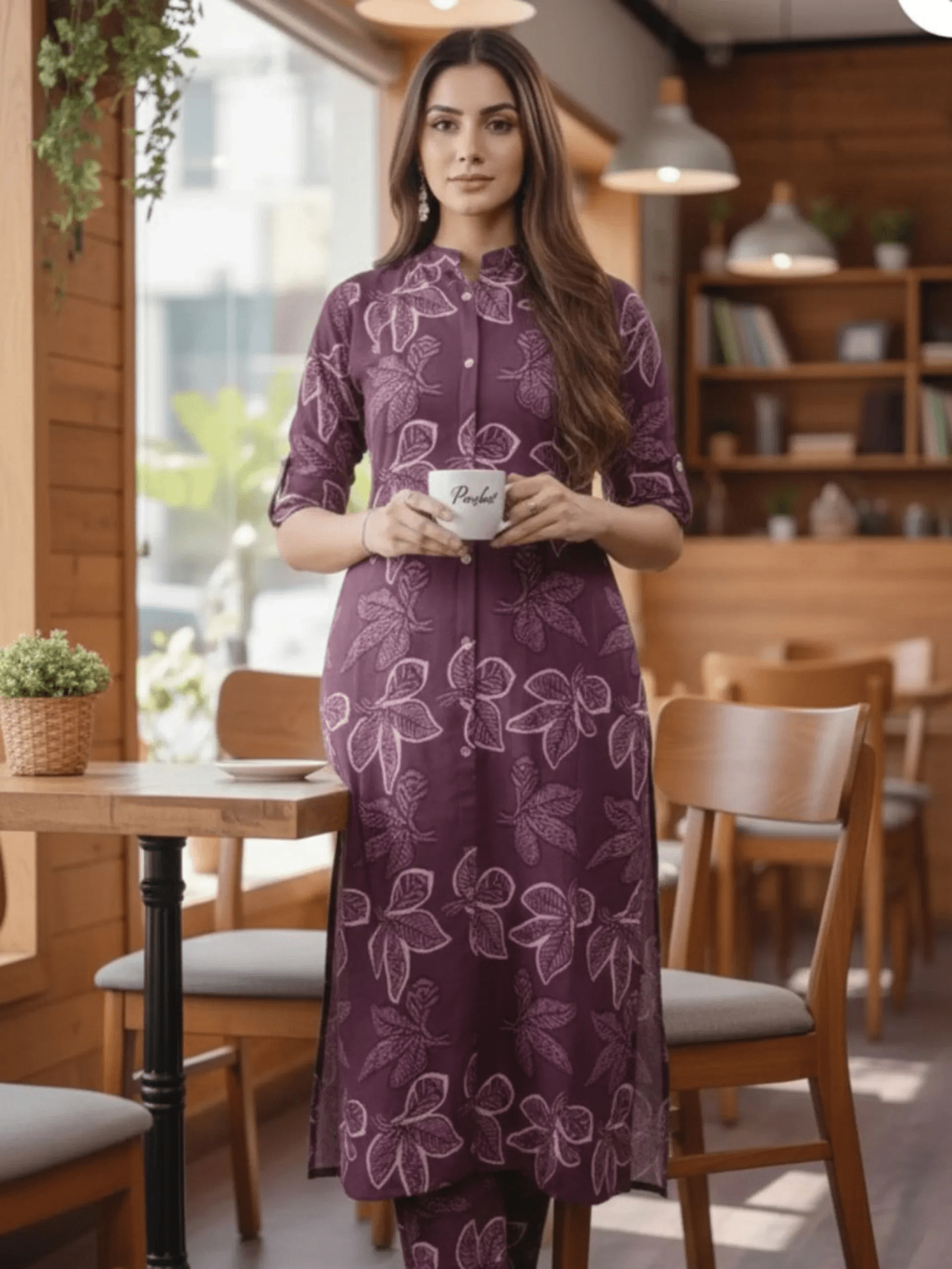 Purplish Long Co-Ord Set with Pants