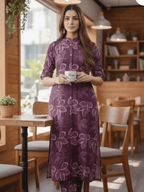 Purplish Long Co-Ord Set with Pants