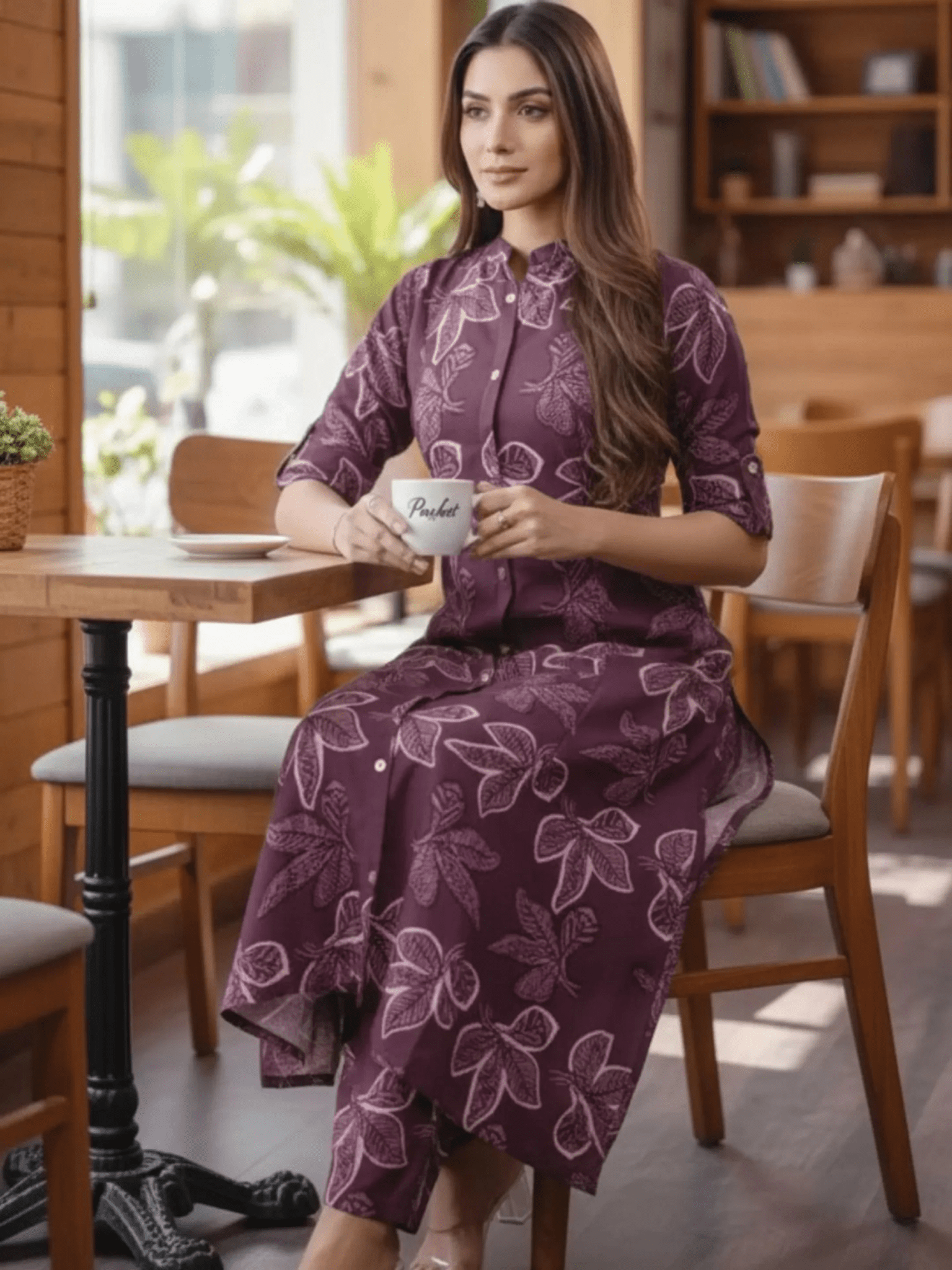 Purplish Long Co-Ord Set with Pants