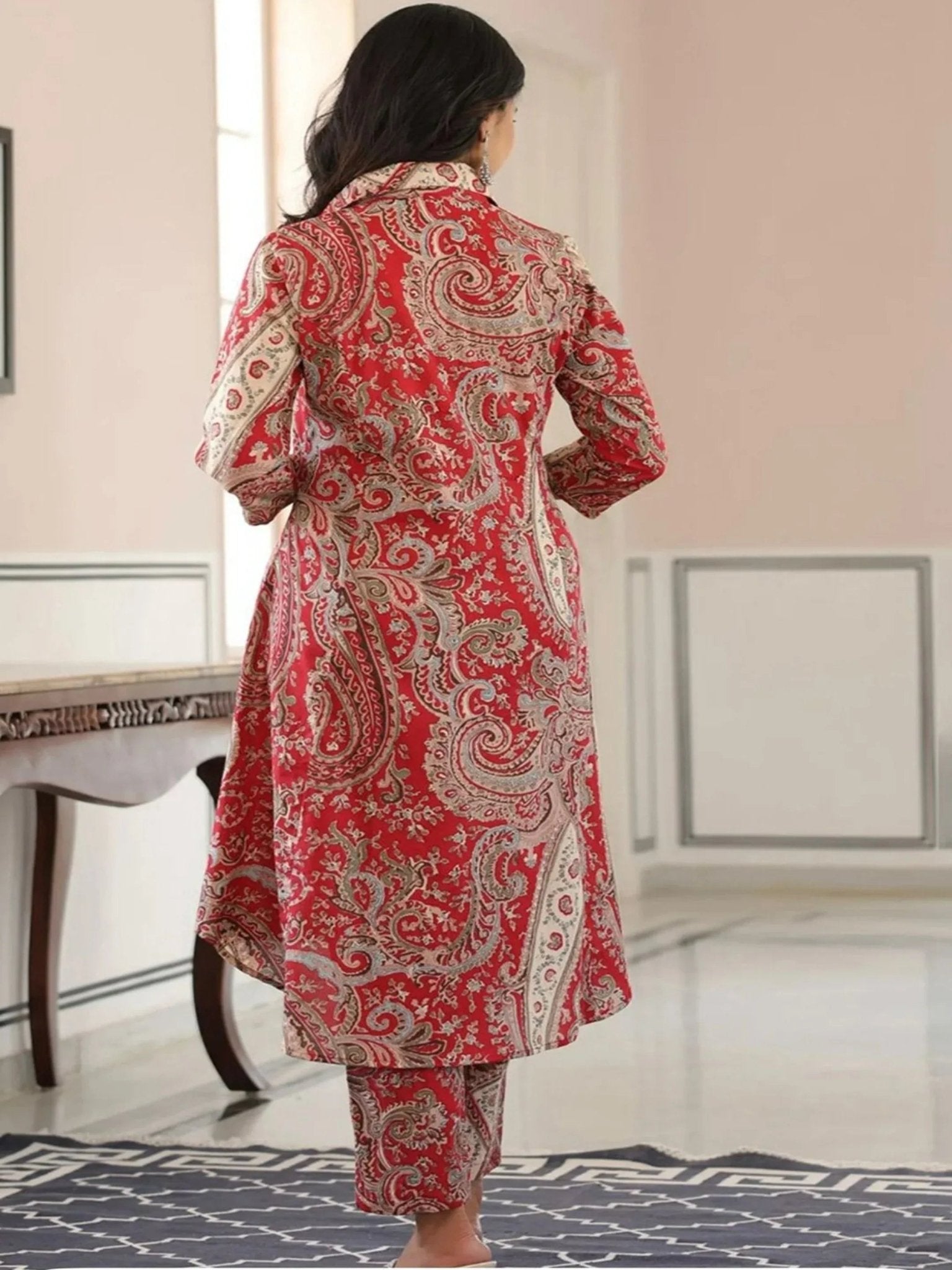 Reddish Long Co-Ord Set with Pants