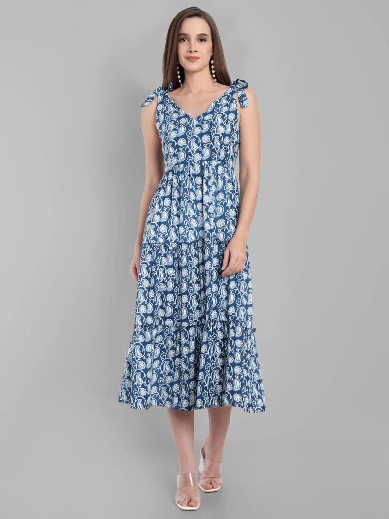 Midi Dress with Tie-Up Straps | Pashet