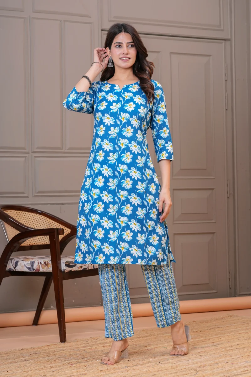 Cotton Floral Printed Kurta Set -Pashet