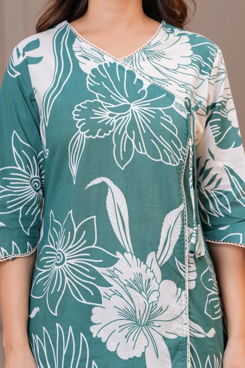 Green Floral Print Cotton Co-Ord | Pashet
