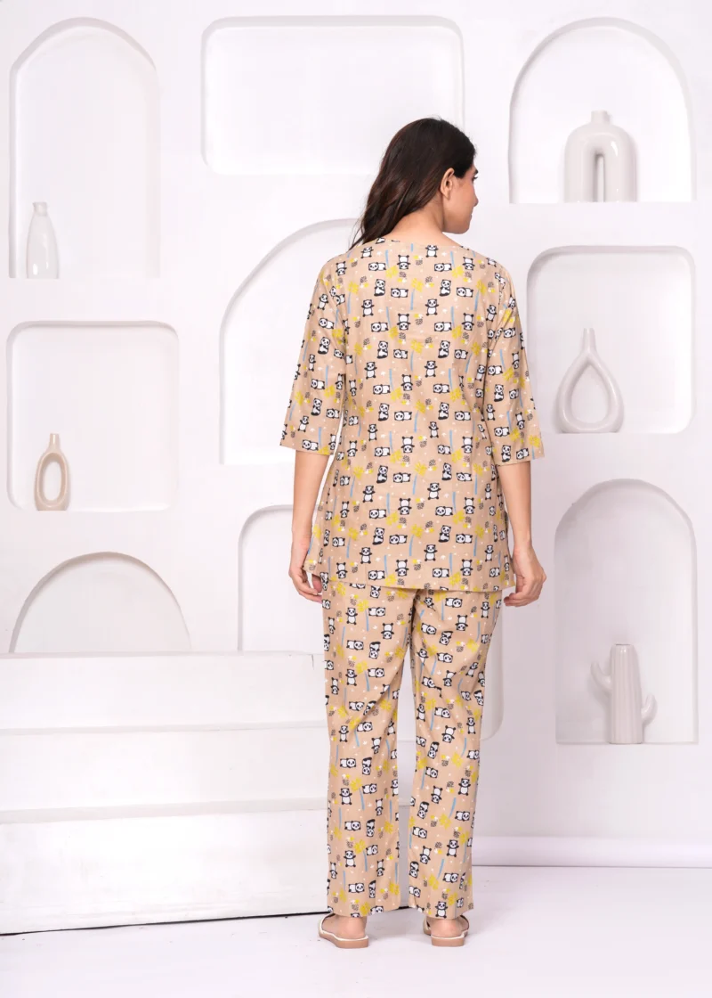 Beige Panda Print Loungewear Set - Pashet